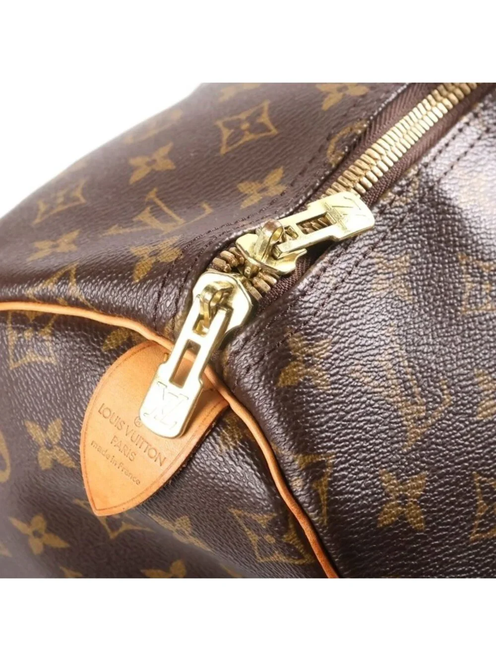 Louis Vuitton Monogram Keepall 55 Boston Bag Brown Leather